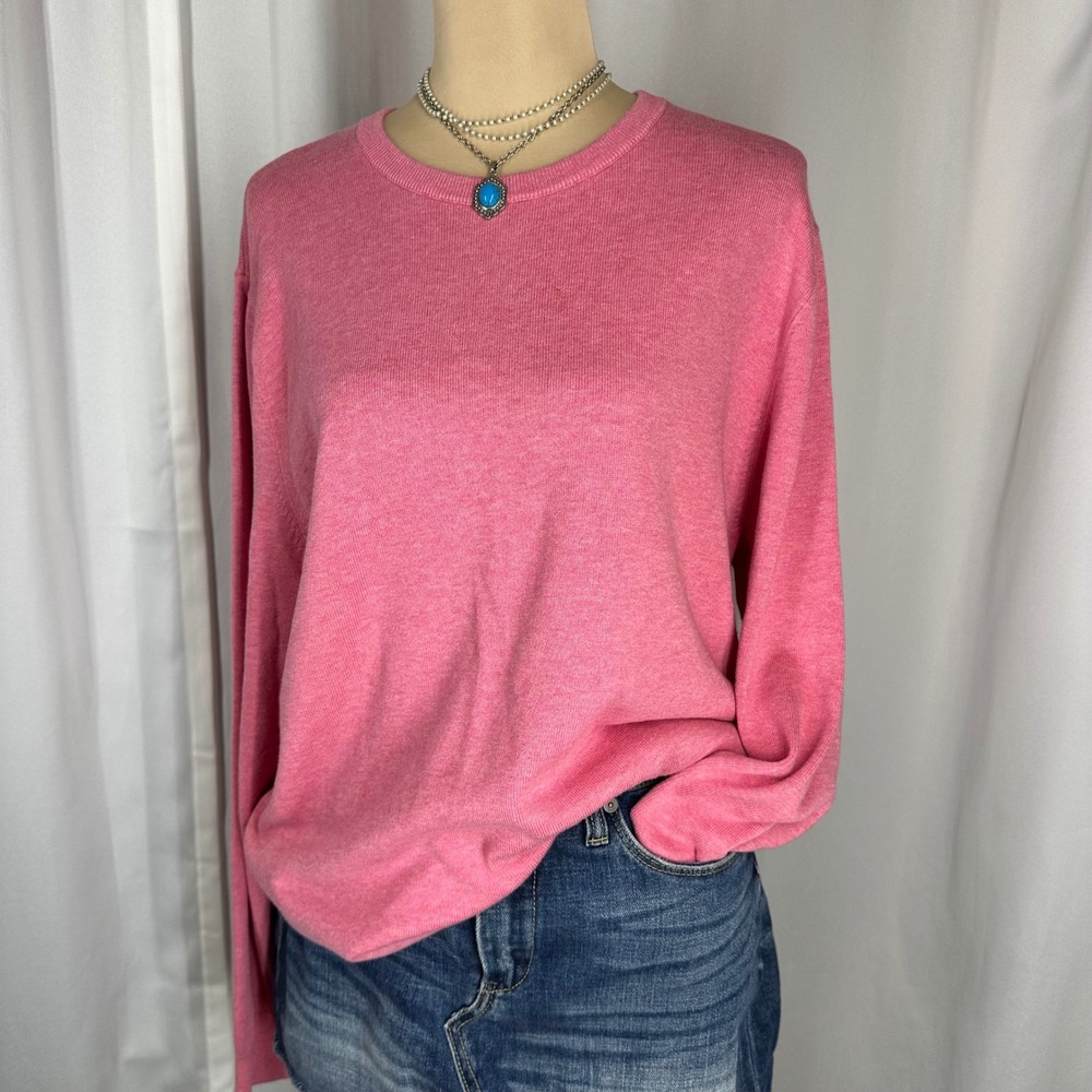 J.Crew Cotton Crewneck Sweater Size L‎ Pink Long Sleeve Pullover READ